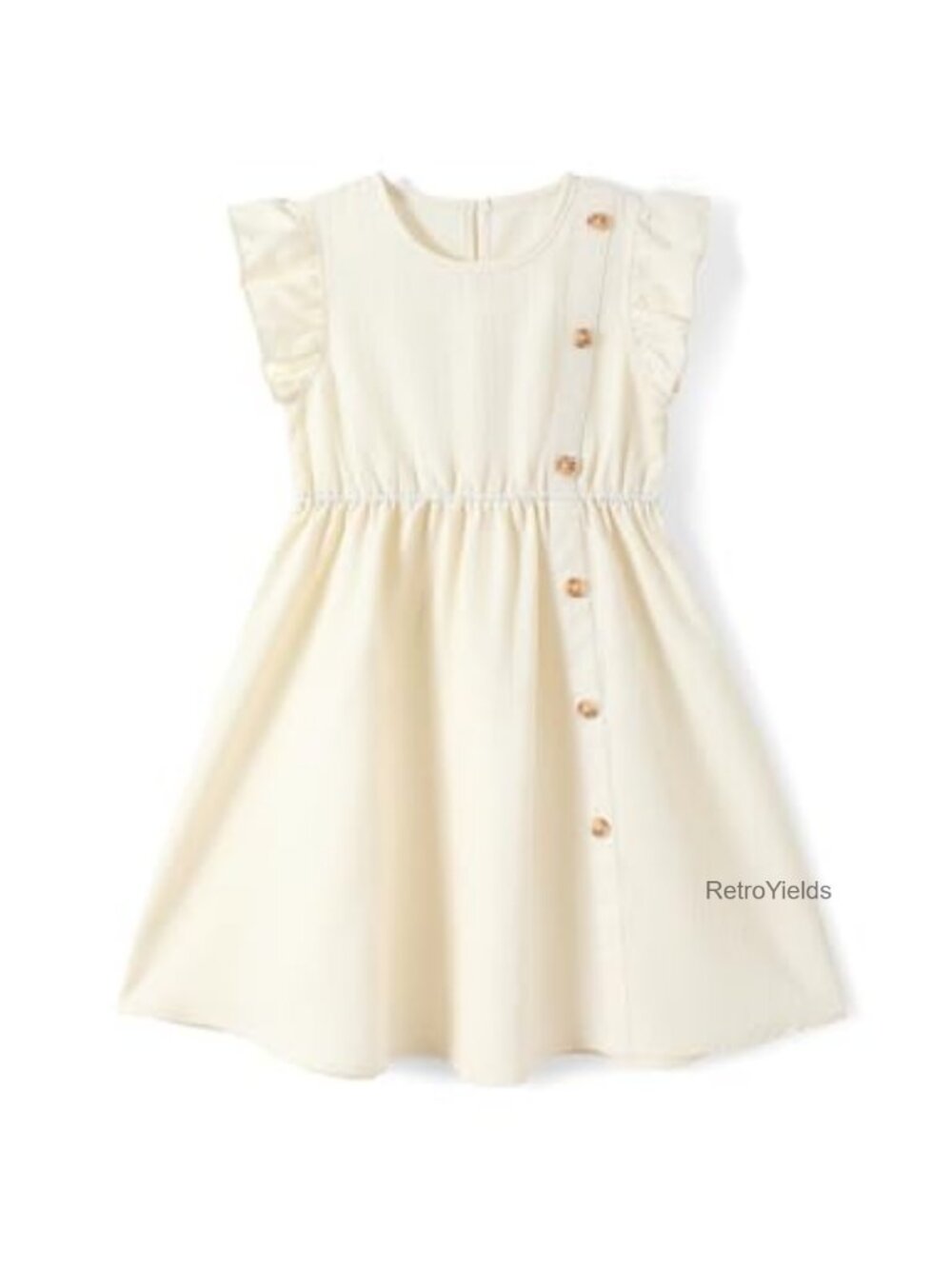 Girls Flutter Sleeve Swing Dress, Lightweight Polyester, Casual Sundress for - Picture 3 of 6